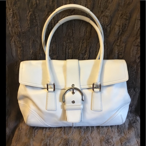 Coach Handbags - Coach White Leather Buckle Purse